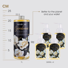 ROMIIE ZOI Gardenia Foaming Hand Soap refill set with dispenser