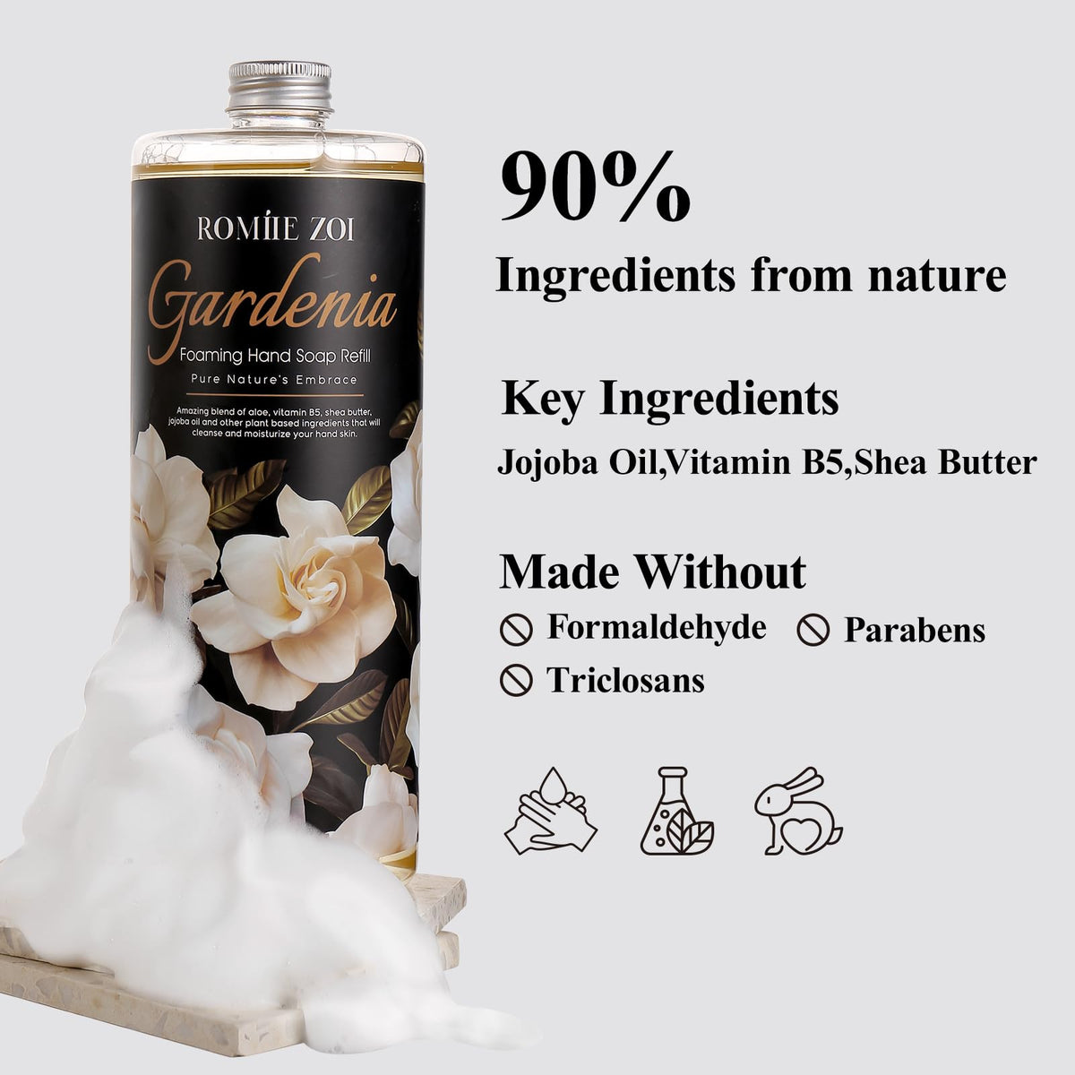 ROMIIE ZOI Gardenia Foaming Hand Soap with essential oils