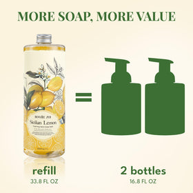ROMIIE ZOI Hand Soap Refill with lemons background