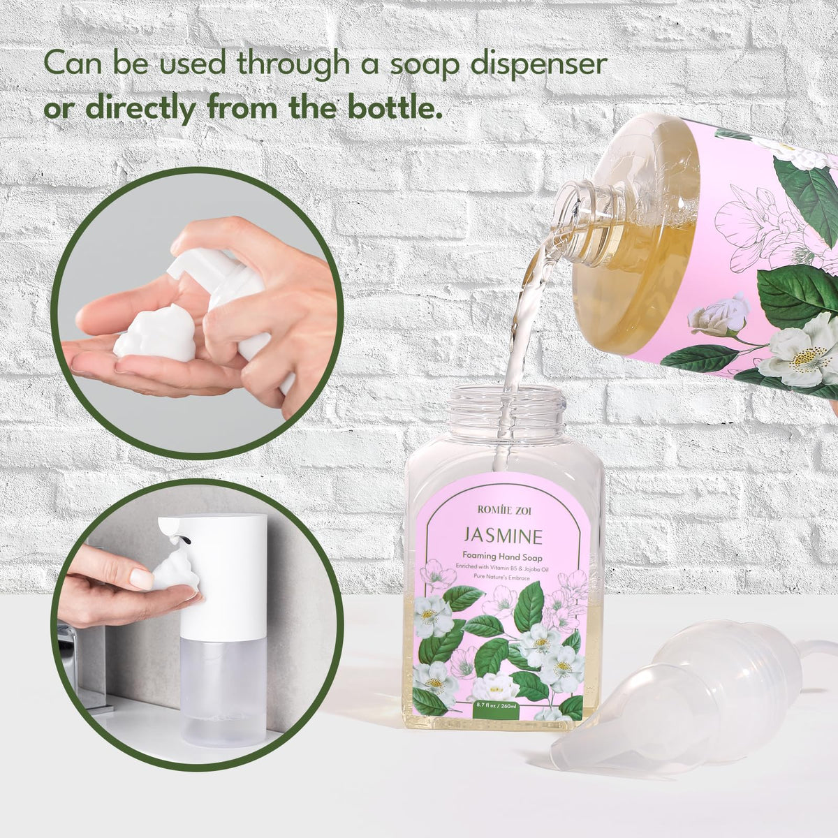 ROMIIE ZOI Jasmine Foaming Hand Soap packaging details