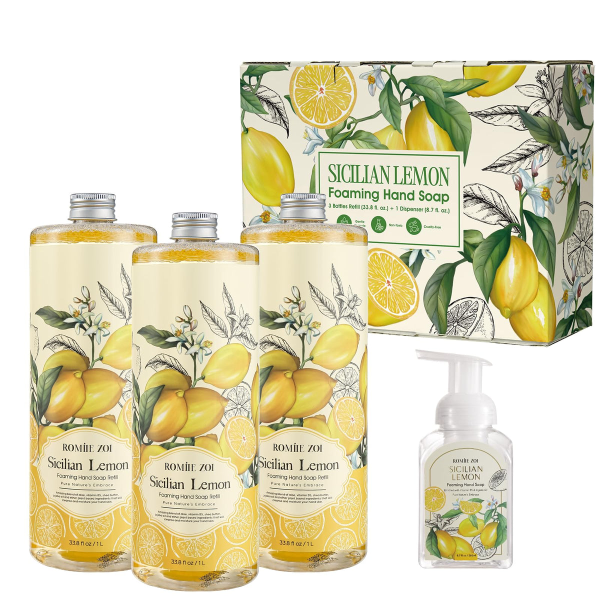 ROMIIE ZOI Lemon Foaming Hand Soap 1000ml bottle front view