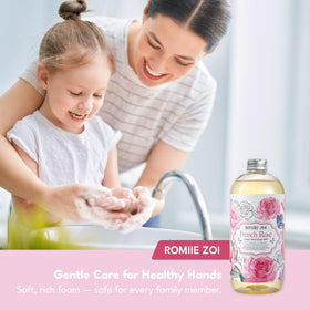 ROMIIE ZOI Liquid Hand Soap being used at a kitchen sink