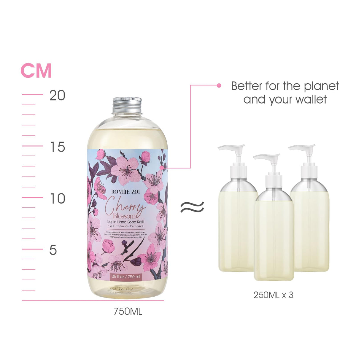ROMIIE ZOI Liquid Hand Soap Cherry Blossom texture close-up
