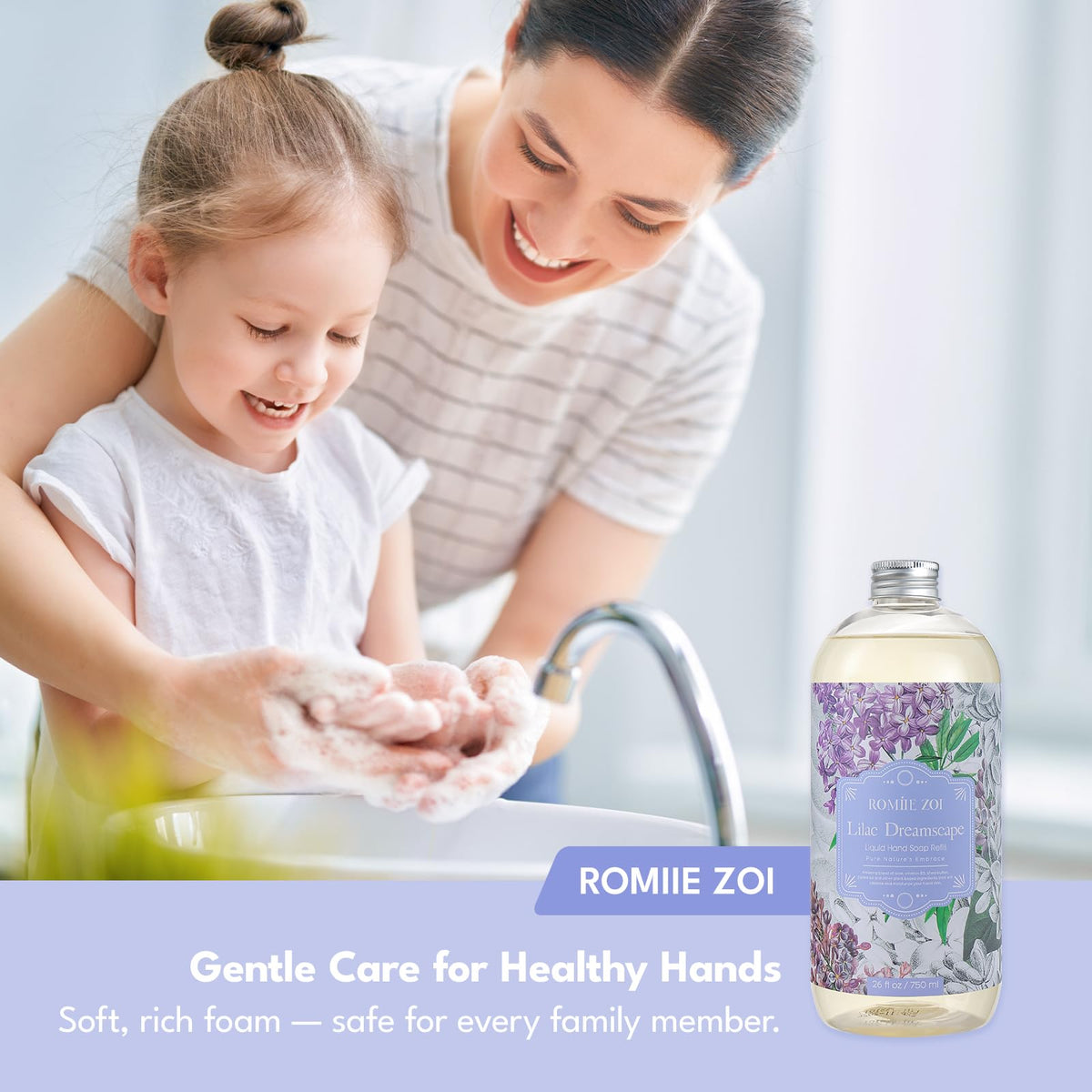 ROMIIE ZOI Liquid Hand Soap in a bathroom setting