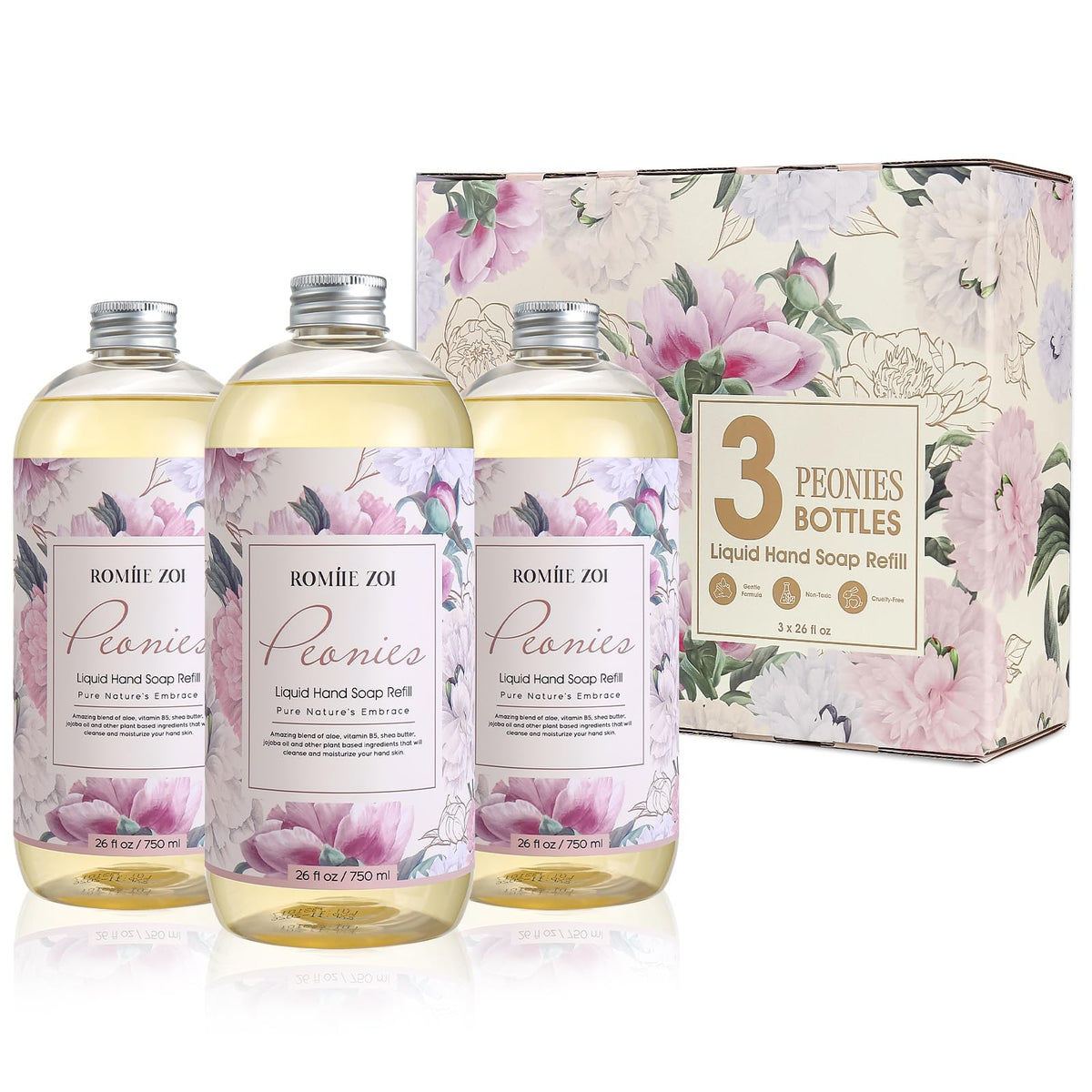 ROMIIE ZOI Liquid Hand Soap Refill 26 Fl Oz Peony front view