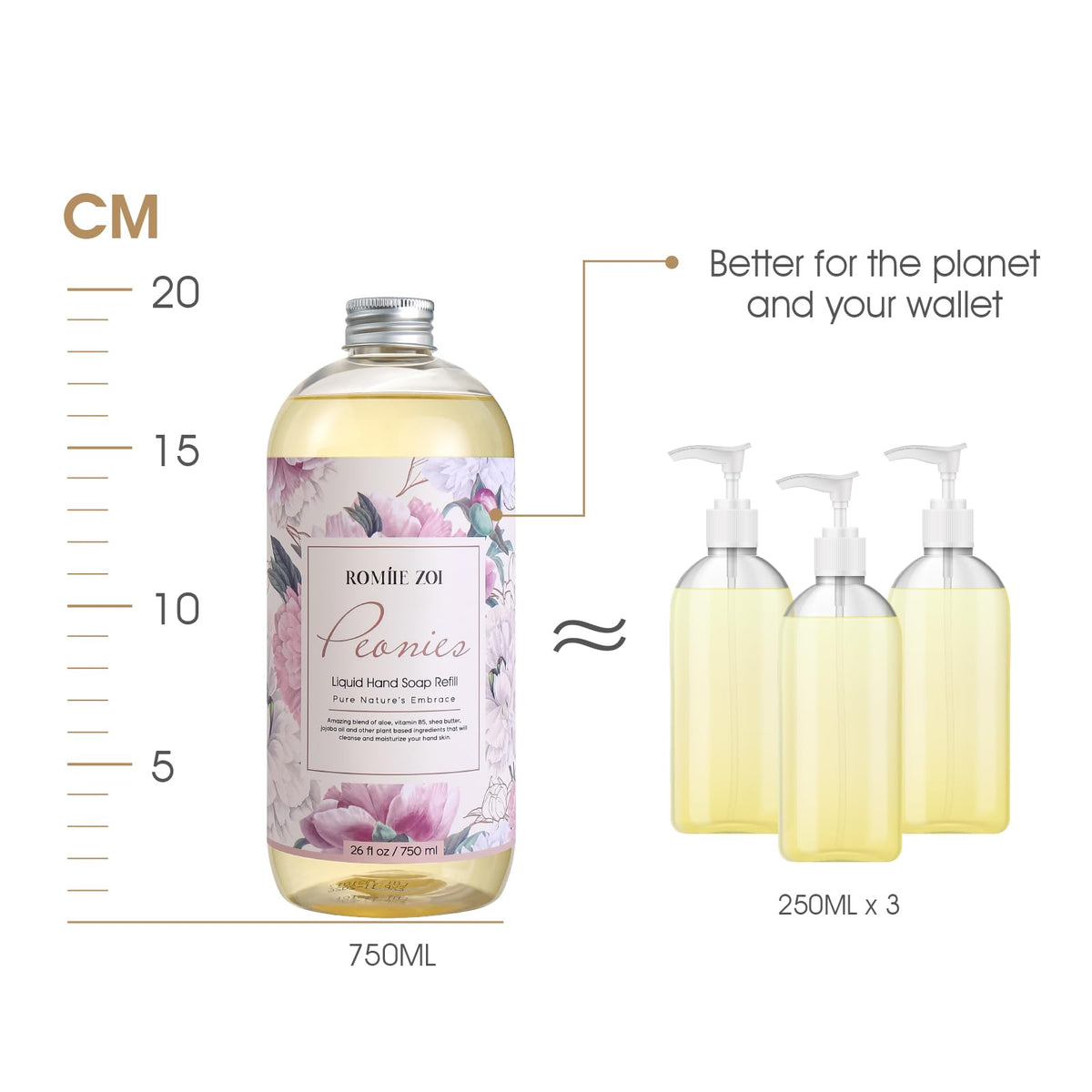 ROMIIE ZOI Liquid Hand Soap Refill 26 Fl Oz Peony packaging