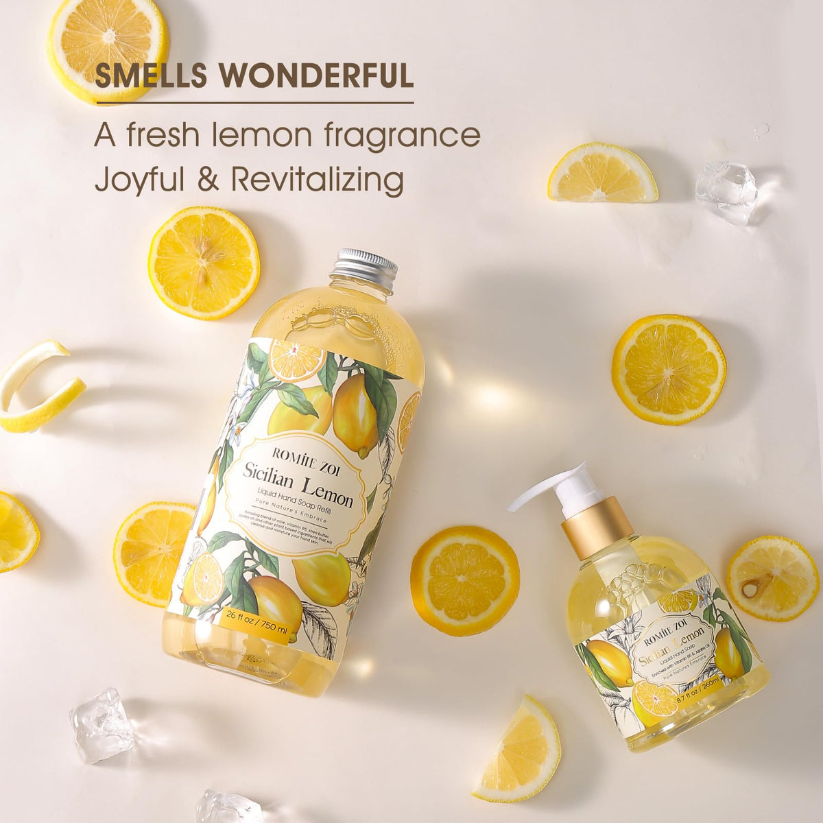 ROMIIE ZOI Liquid Hand Soap Refill 3-Pack Lemon 26 Fl Oz close-up