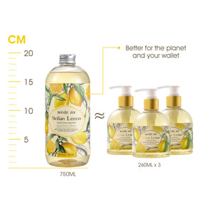ROMIIE ZOI Liquid Hand Soap Refill 3-Pack Lemon 26 Fl Oz side view