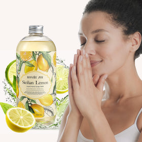 ROMIIE ZOI Liquid Hand Soap Refill 3-Pack Lemon 26 Fl Oz with dispenser