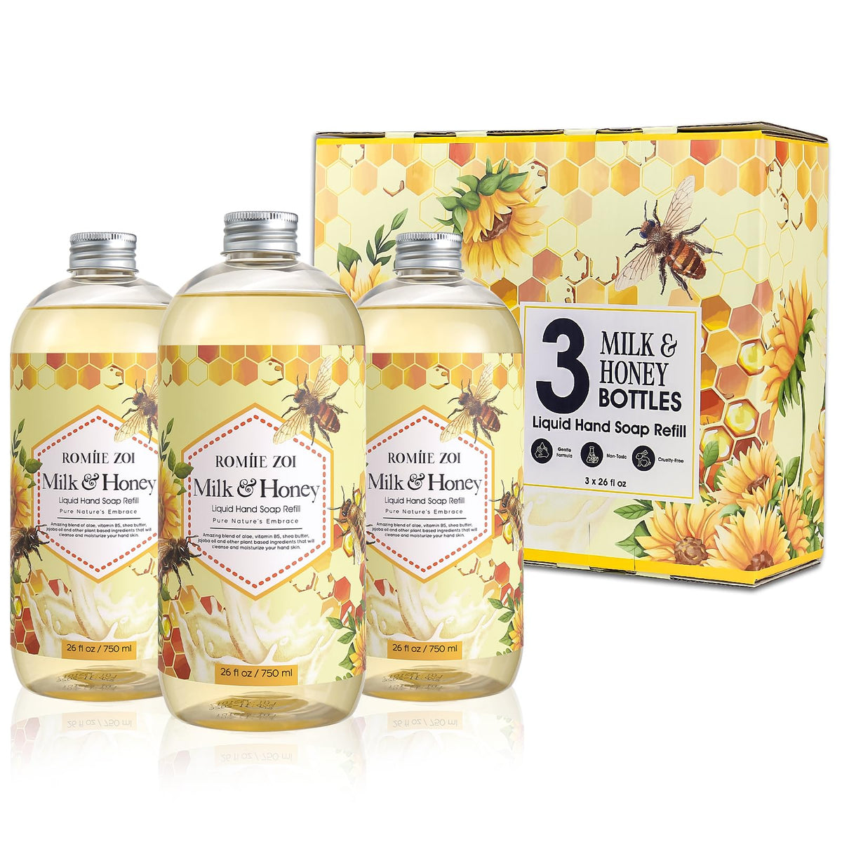 ROMIIE ZOI Liquid Hand Soap Refill 3-Pack packaging front view