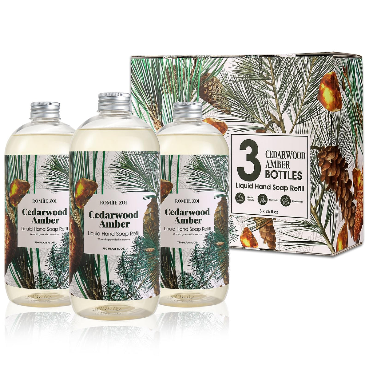 ROMIIE ZOI Liquid Hand Soap Refill Cedarwood 26 Fl Oz front view