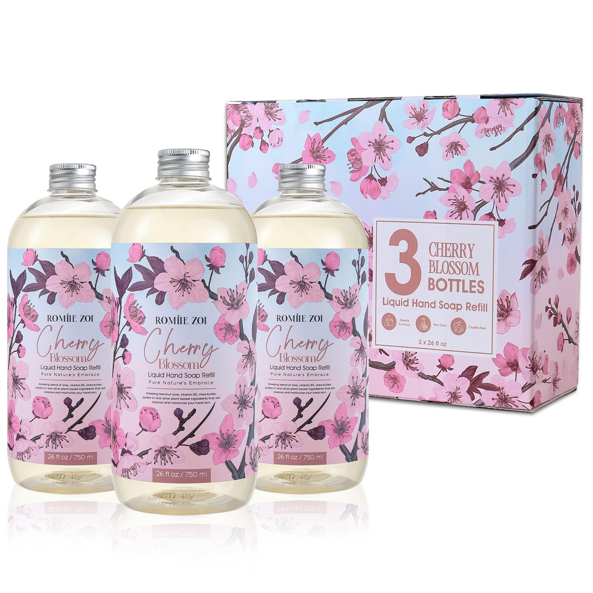 ROMIIE ZOI Liquid Hand Soap Refill Cherry Blossom 26 Fl Oz front view