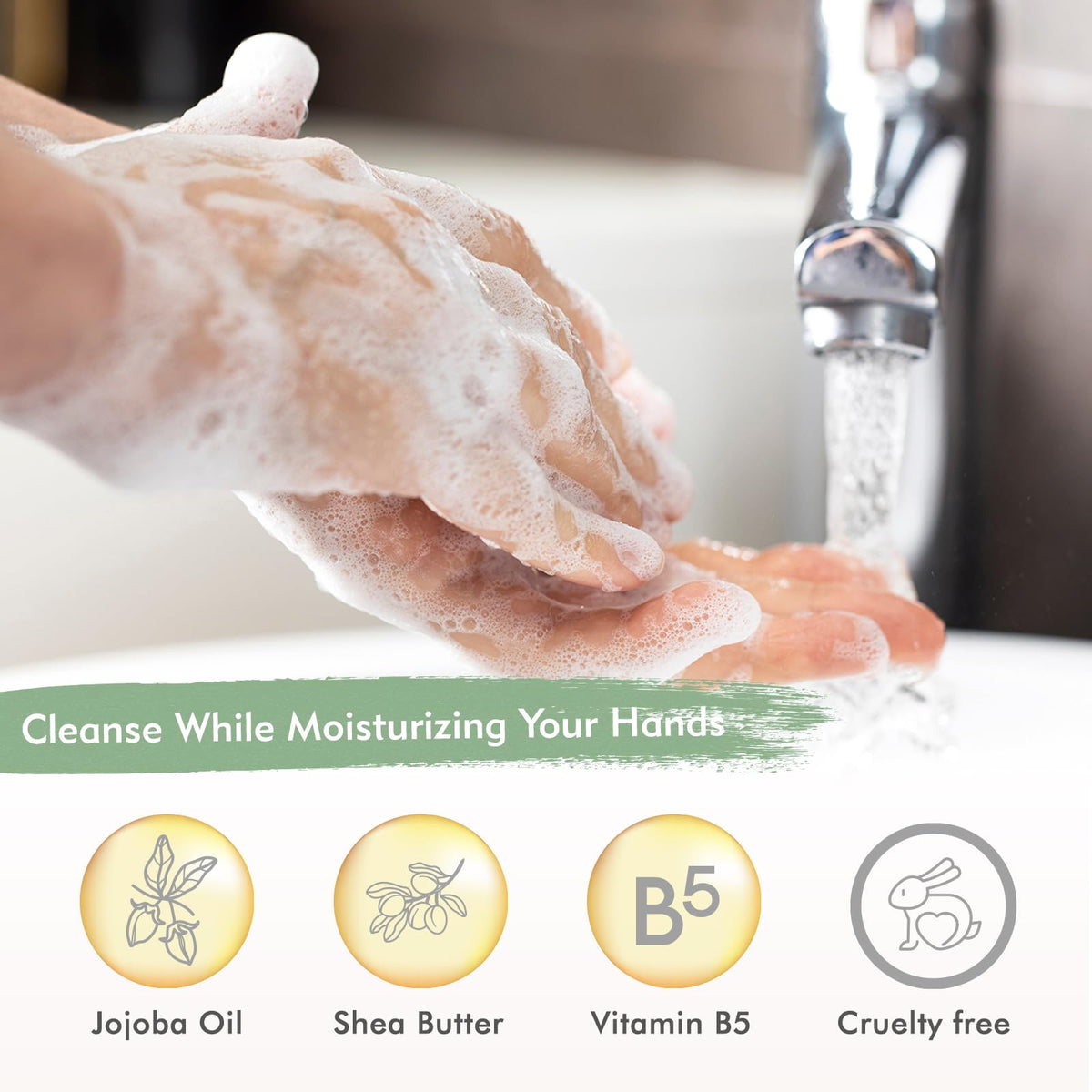 ROMIIE ZOI Liquid Hand Soap Refill Cucumber & Mint in bathroom setting