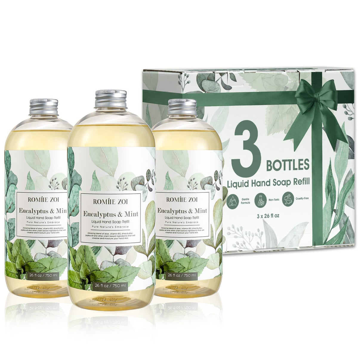 ROMIIE ZOI Liquid Hand Soap Refill Eucalyptus Mint 26 Fl Oz front view