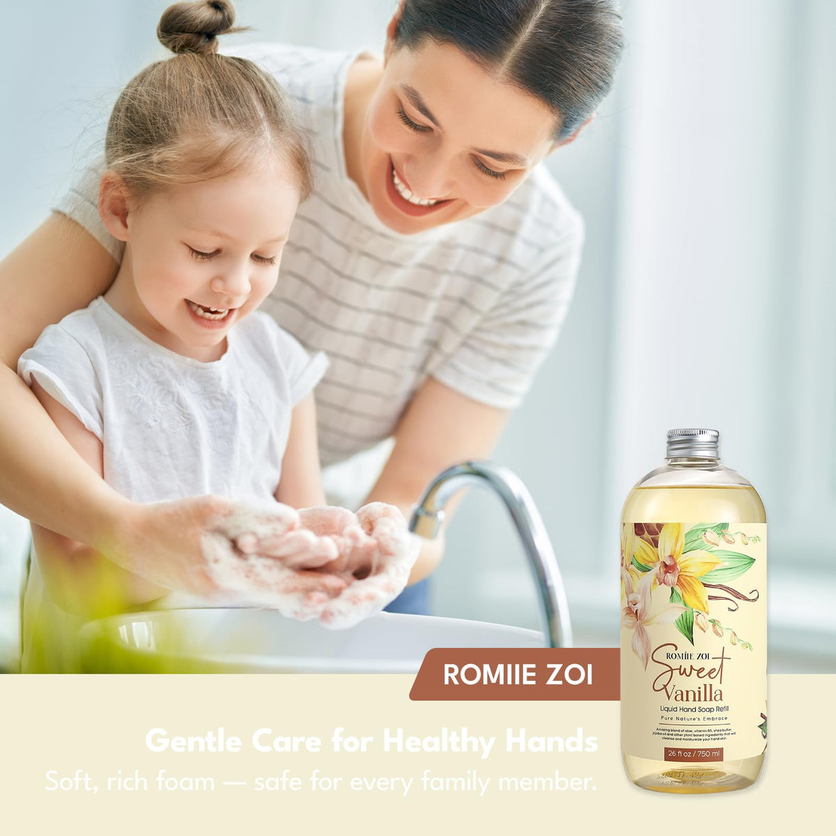 ROMIIE ZOI Liquid Hand Soap refill in elegant bathroom