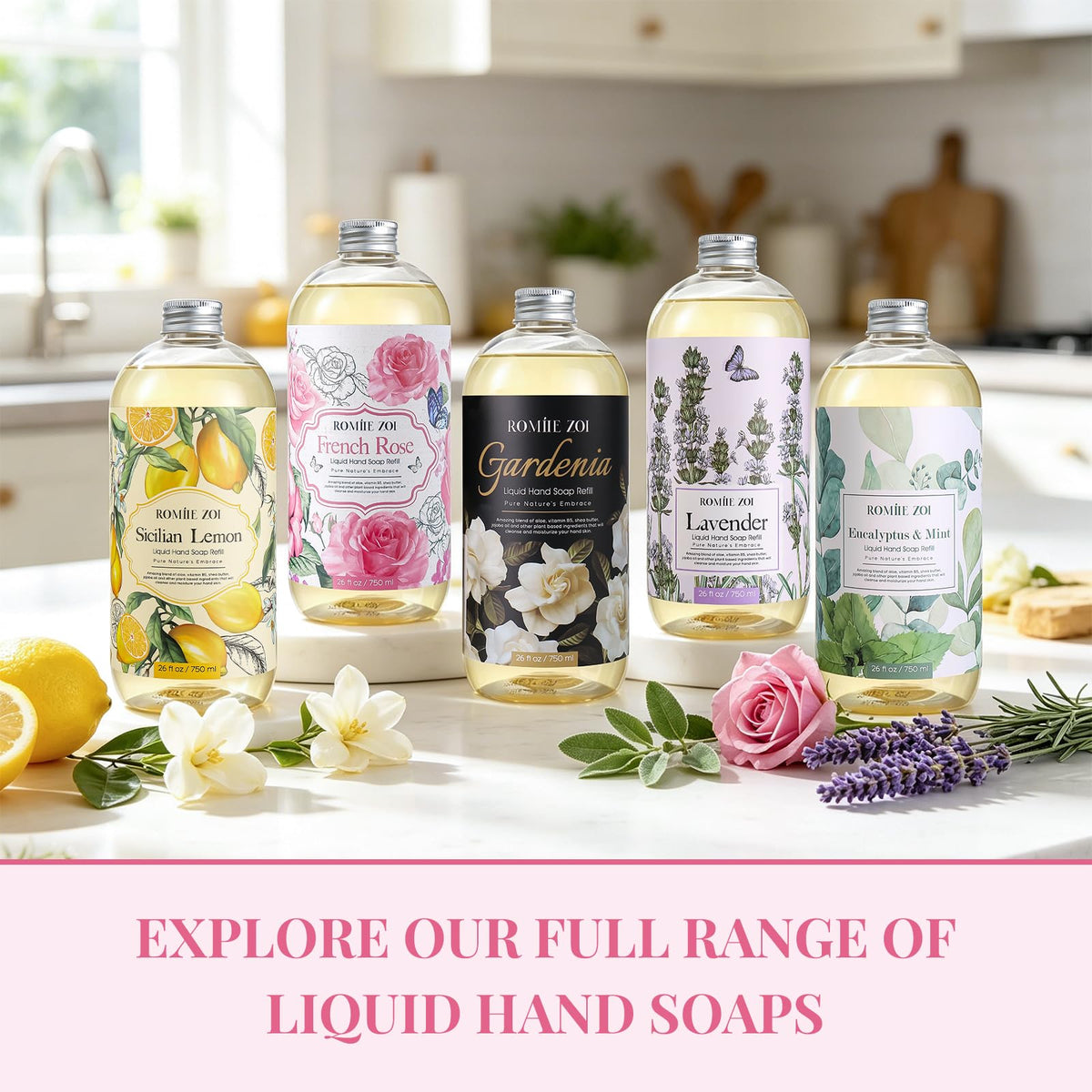 ROMIIE ZOI Liquid Hand Soap Refill Rose 750ml packaging