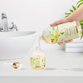 ROMIIE ZOI Liquid Hand Soap Refill Sweet Vanilla in bathroom setting