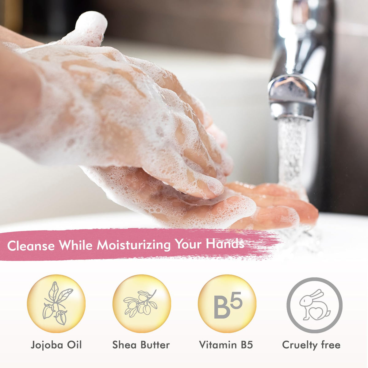 ROMIIE ZOI Liquid Hand Soap with jojoba oil and vitamin B5 ingredients