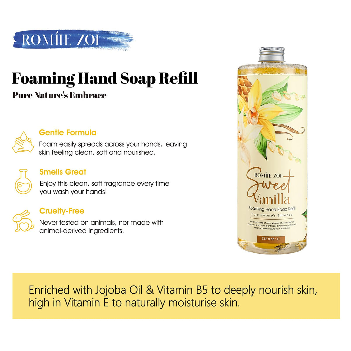 ROMIIE ZOI Sweet Vanilla hand soap refill packaging