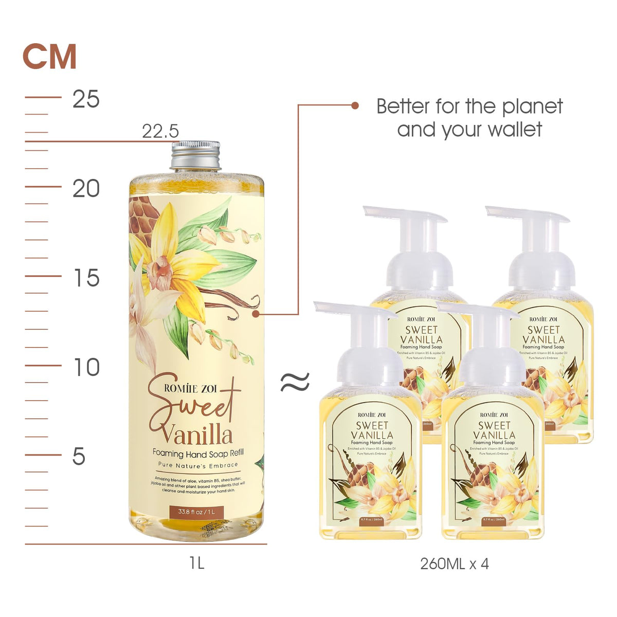 ROMIIE ZOI Sweet Vanille Foaming Hand Soap 3-pack display