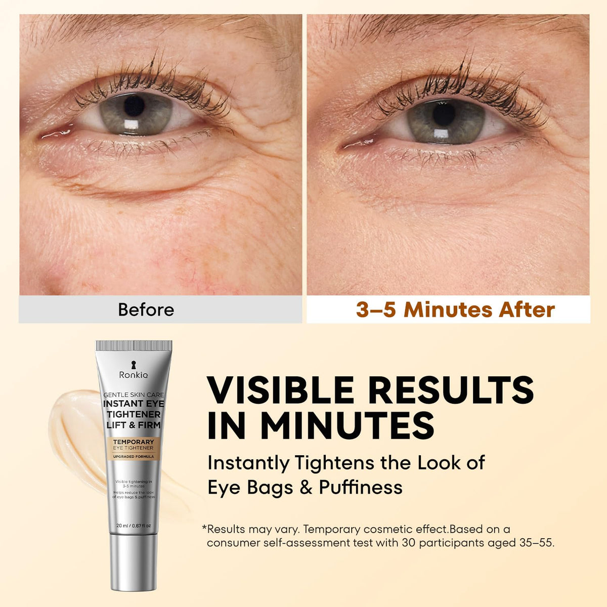 RONKIE Instant Firm Eye Tightener application on skin