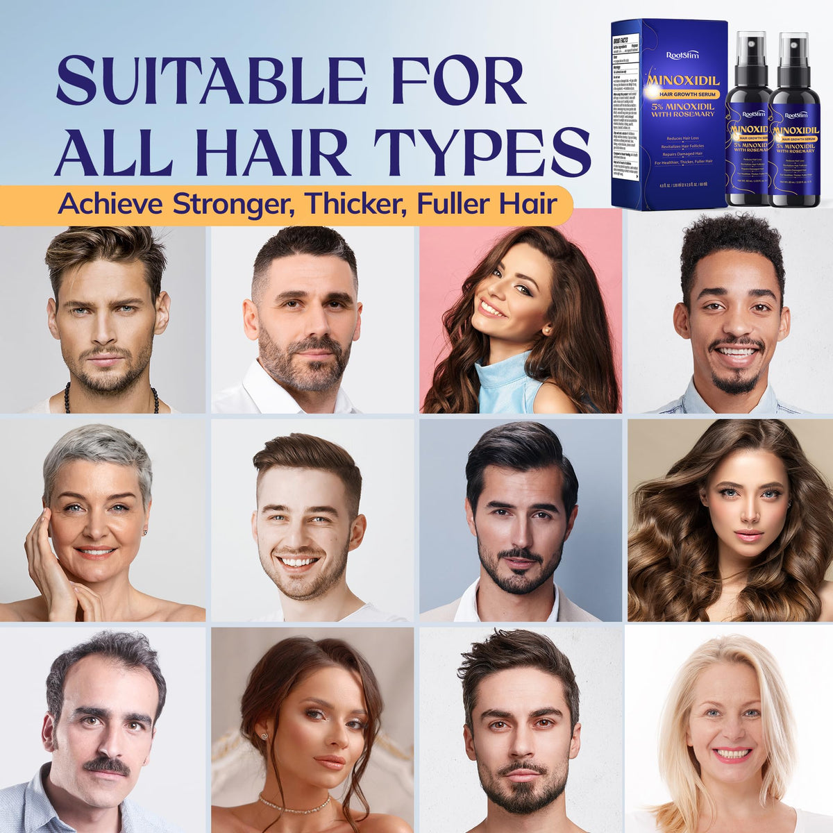 RootStim 5% Minoxidil Hair Growth Serum application on hair
