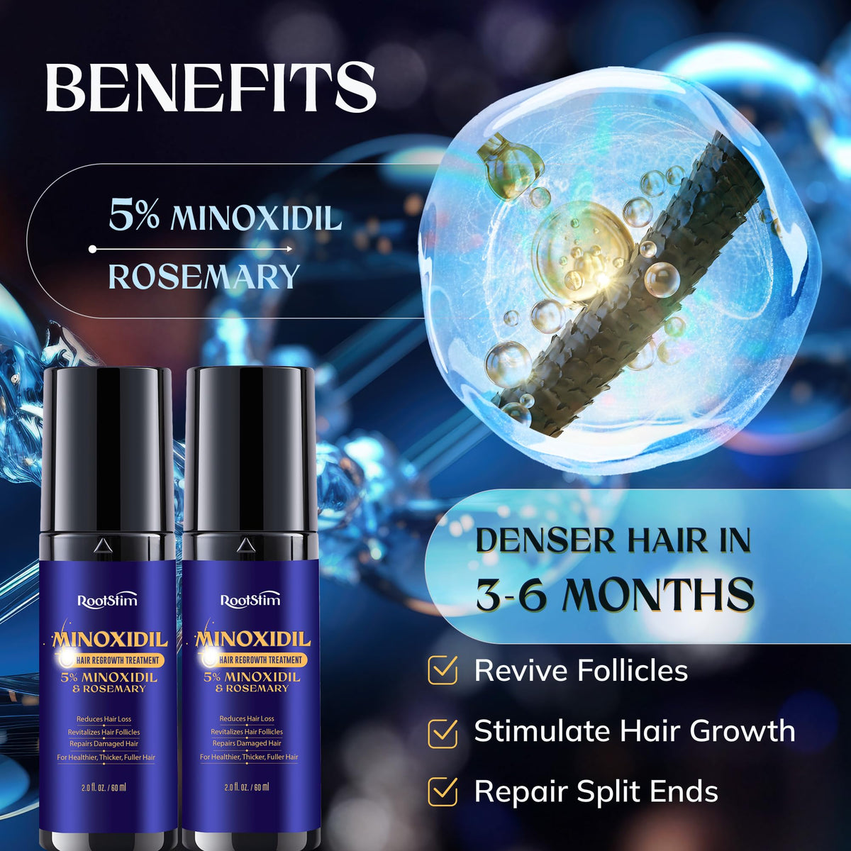 RootStim 5% Minoxidil Hair Growth Serum back view