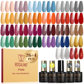 ROSALIND 30Pcs Fall Gel Nail Polish Set with 26 colours and top coats