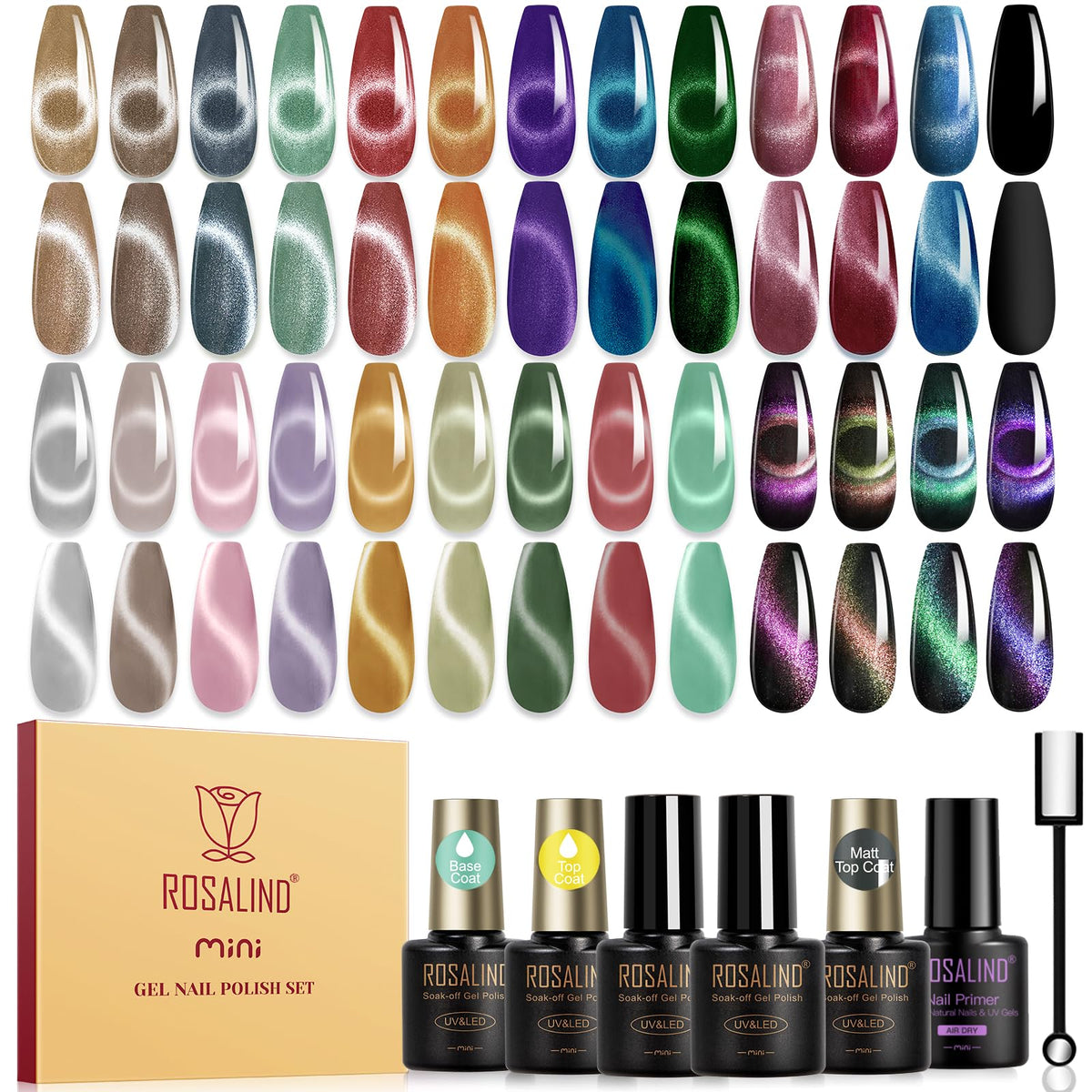 ROSALIND Cat Eye Gel Nail Polish Set 30pcs with various colours