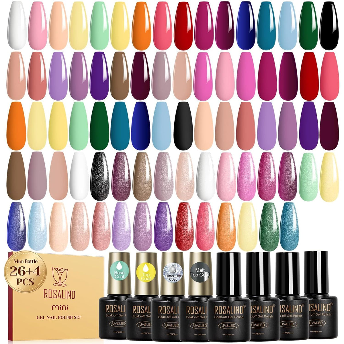 ROSALIND Gel Nail Polish Set 30pcs with various colours