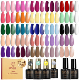 ROSALIND Winter Gel Nail Polish Set with 26 colours displayed
