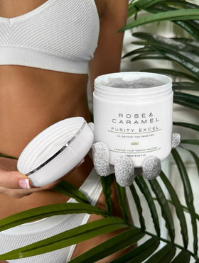Rose & Caramel Purity Excel 60 Second Self Tan Remover 480g opened with product texture