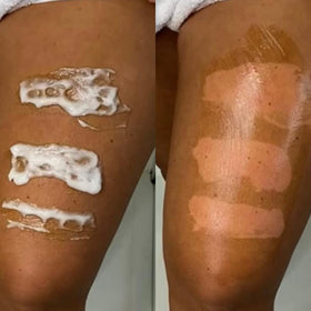 Rose & Caramel Purity Excel Self Tan Removing Scrub with exfoliating glove