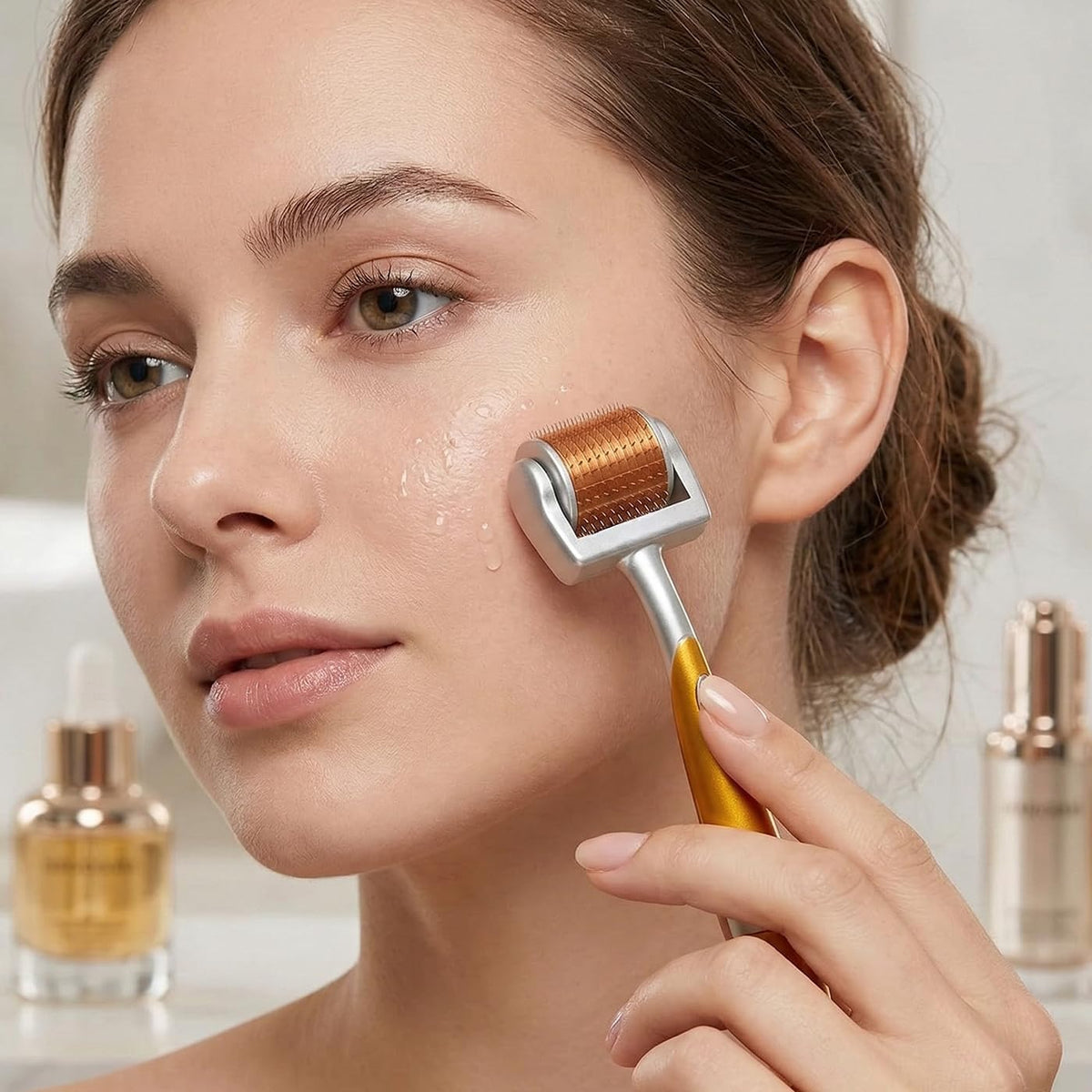 ROSELYNBOUTIQUE Derma Roller being used on skin