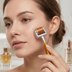 ROSELYNBOUTIQUE Derma Roller being used on skin
