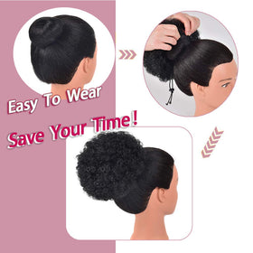 rosmile Afro Puff Drawstring Ponytail Extension back view with drawstring