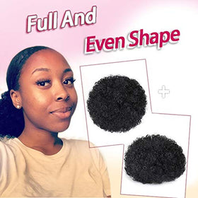 rosmile Afro Puff Drawstring Ponytail Extension close-up of curls