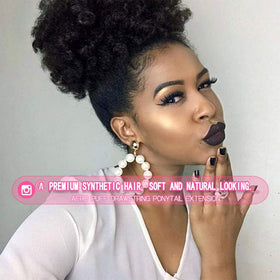 rosmile Afro Puff Drawstring Ponytail Extension side view showing texture