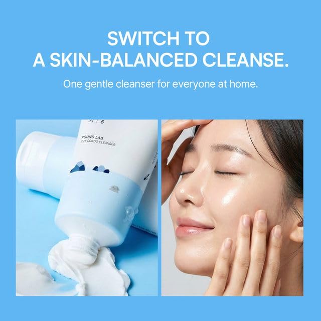 ROUND LAB 1025 Dokdo Cleanser in a bathroom setting