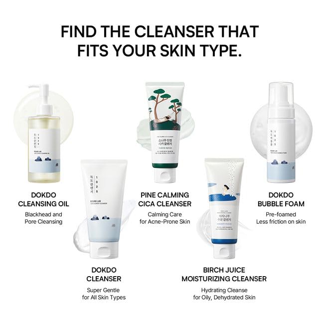 ROUND LAB 1025 Dokdo Cleanser in use during skincare routine