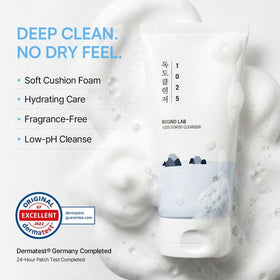 ROUND LAB 1025 Dokdo Cleanser lather on a hand