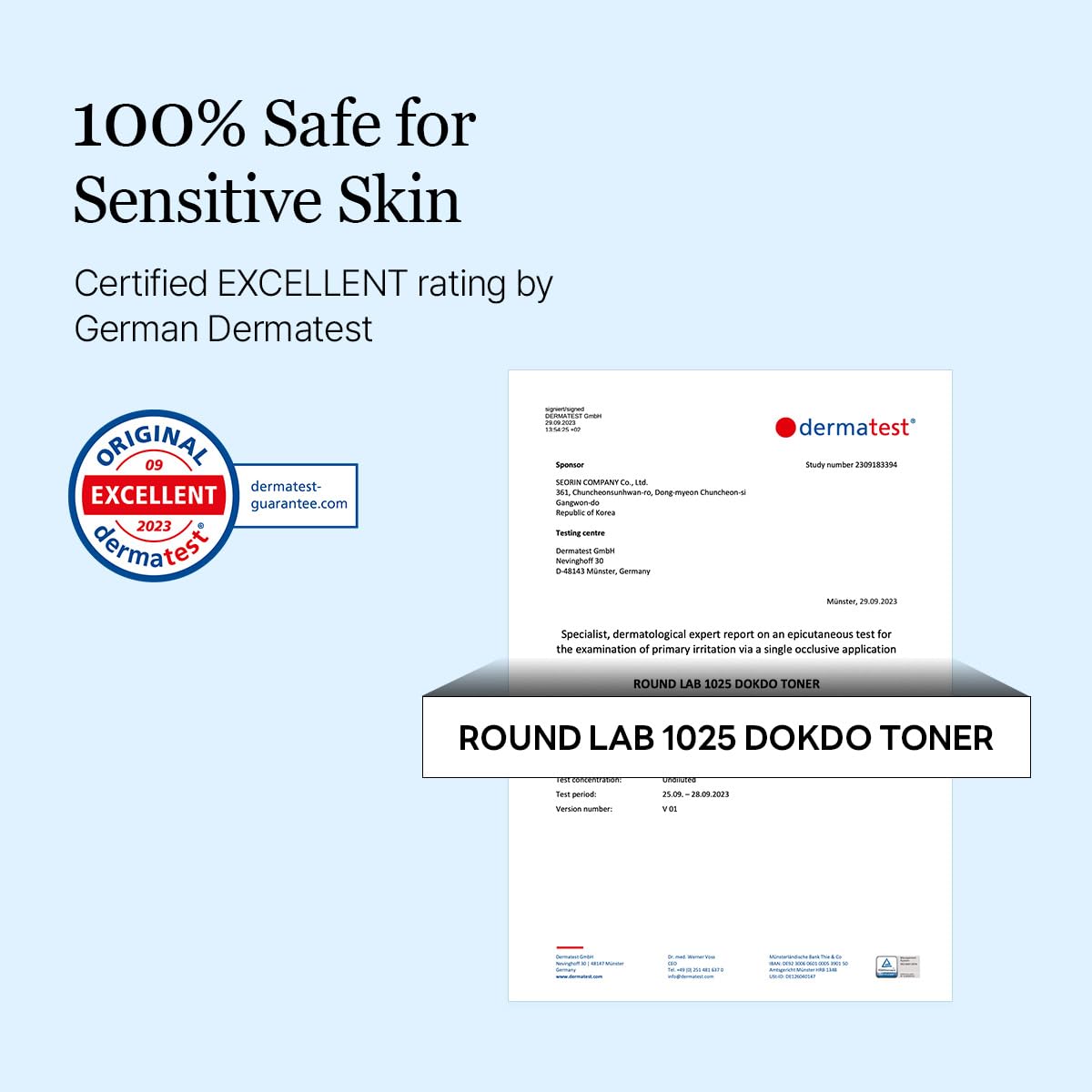 ROUND LAB 1025 Dokdo Toner with soothing ingredients displayed
