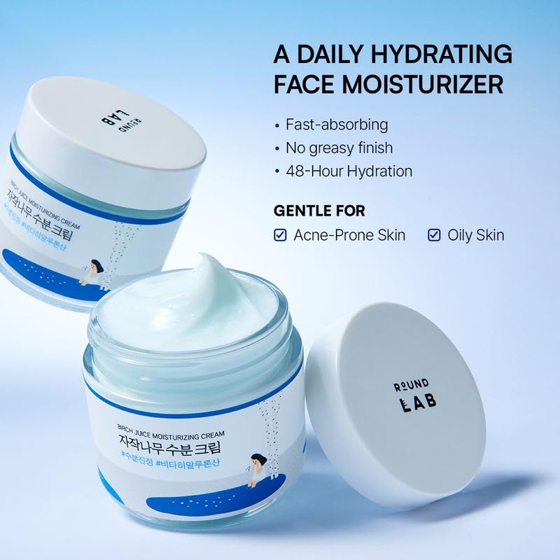 ROUND LAB Birch Juice Moisturizing Cream application on skin