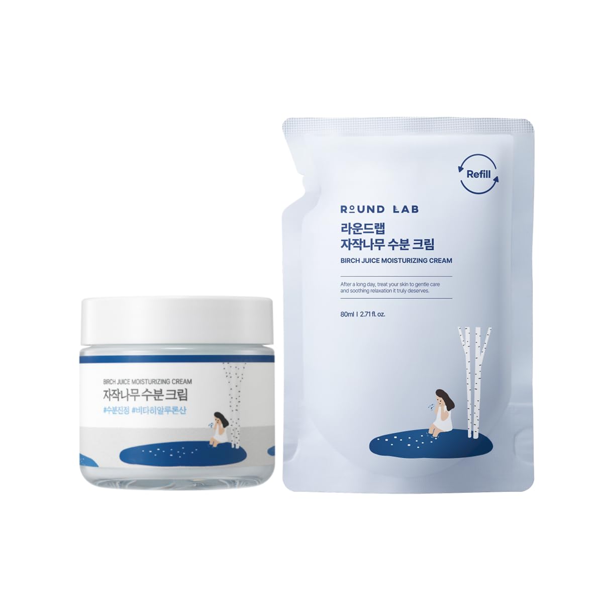 ROUND LAB Birch Juice Moisturizing Cream front view with packaging