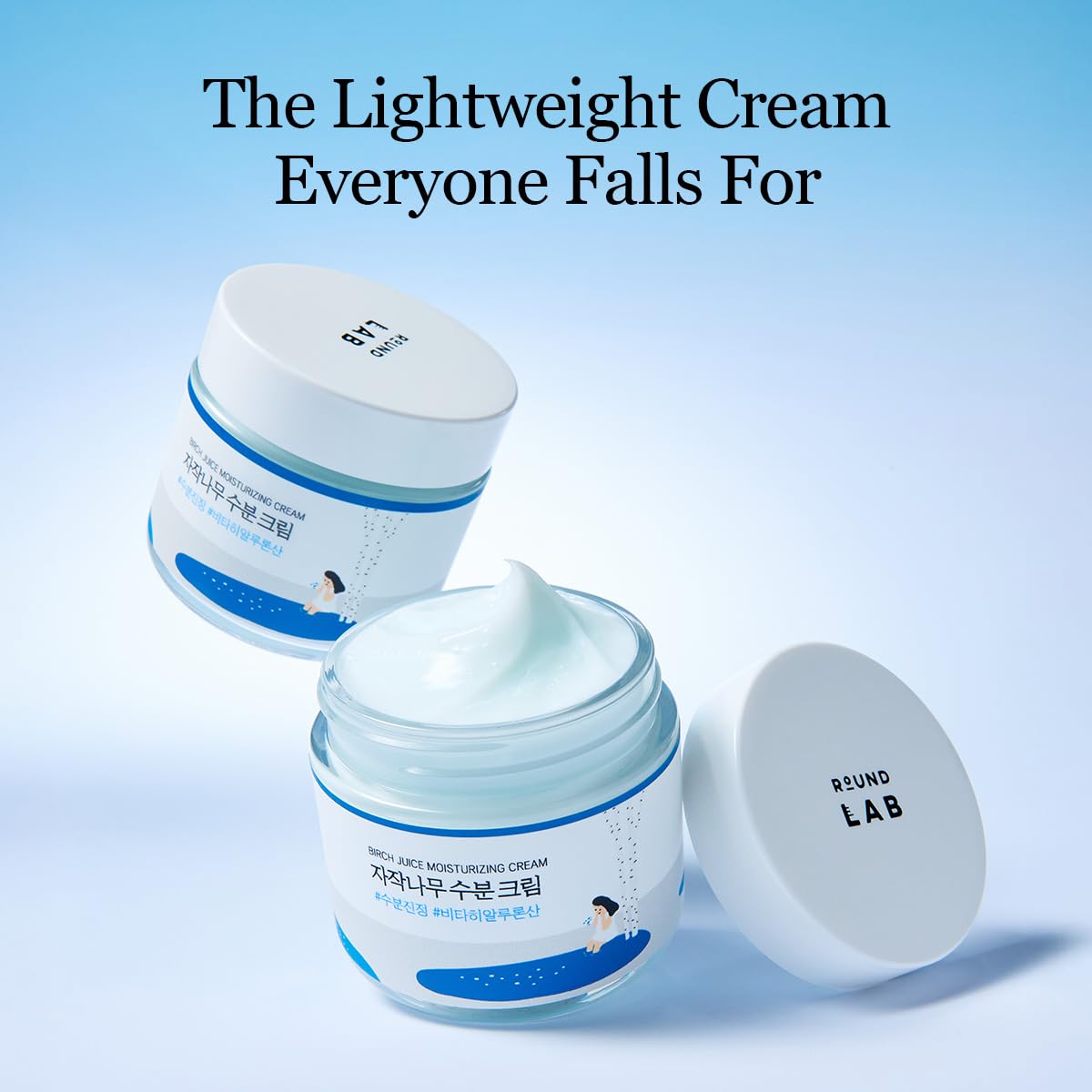 ROUND LAB Birch Juice Moisturizing Cream open jar showing cream