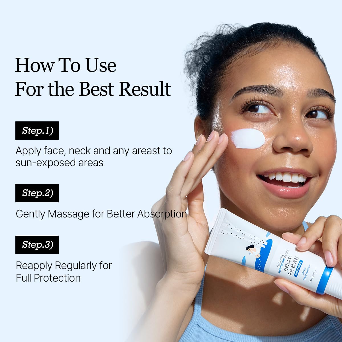 ROUND LAB Birch Juice Moisturizing UV LOCK SPF 45 on a makeup table