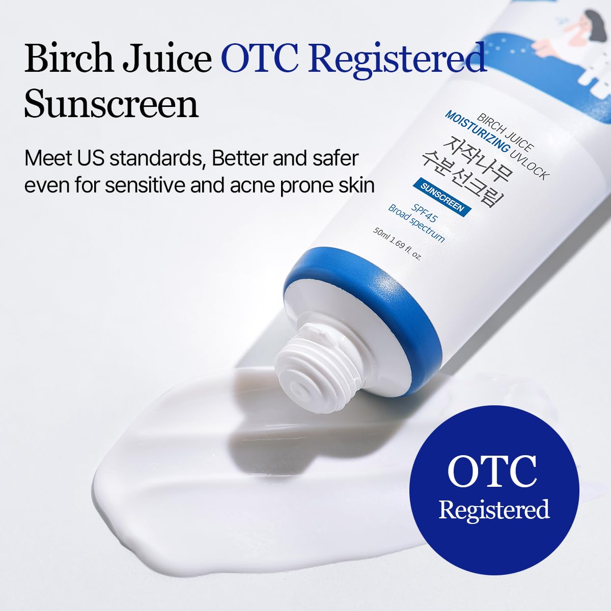 ROUND LAB Birch Juice Moisturizing UV LOCK SPF 45 with skincare routine