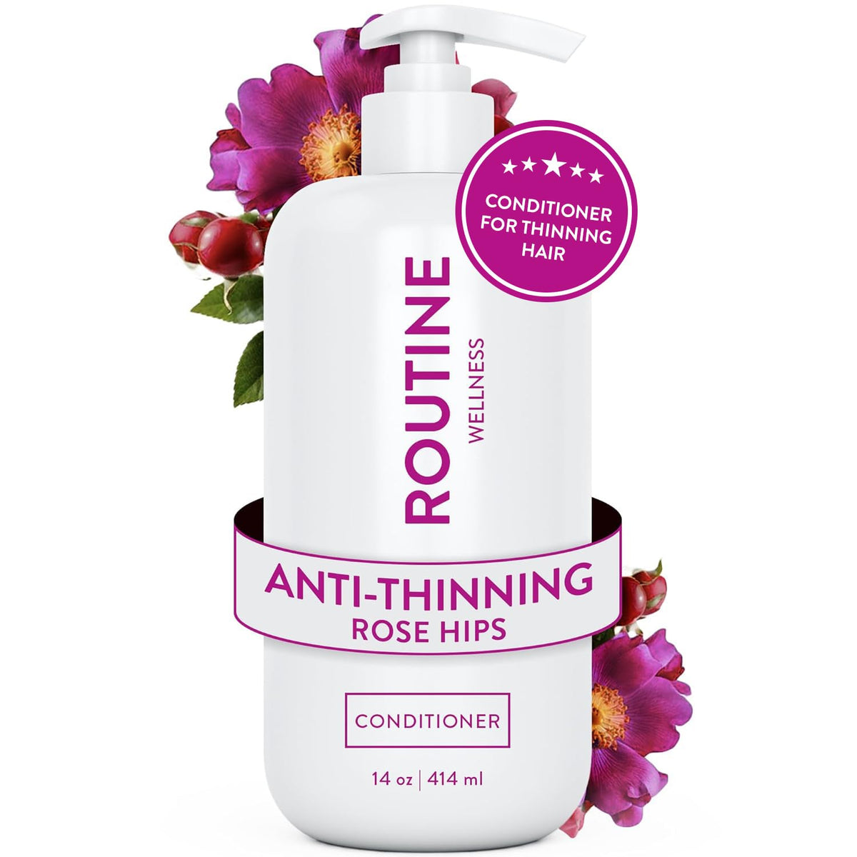 Routine Wellness Anti-Thinning Deep Conditioner front view with rose hips