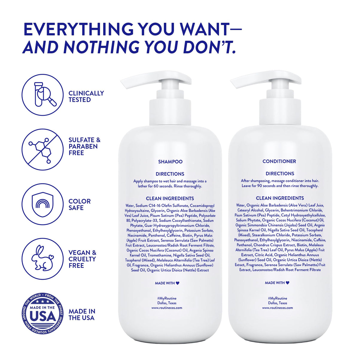Routine Wellness Anti-Thinning Shampoo and Conditioner label close-up