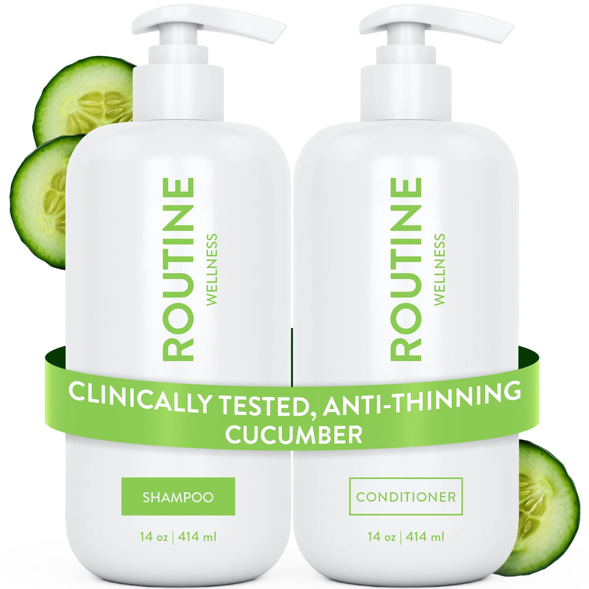 Routine Wellness Anti-Thinning Shampoo front view with cucumber scent